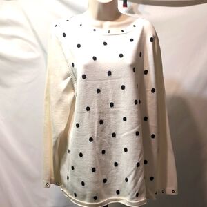 Mercer Street Studio white with black polka dots plus size sweater sz  2X